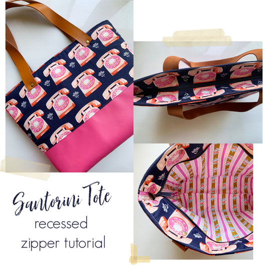 Santorini Tote recessed zipper tutorial