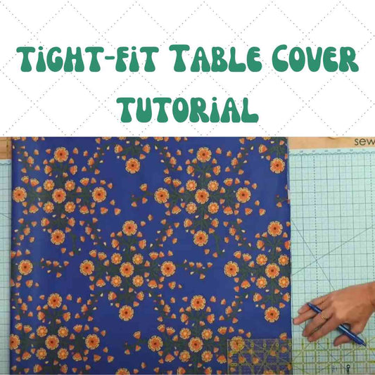 Handmade tight fitting table cover sewn with laminated cotton fabric from Sew Hungry Hippie