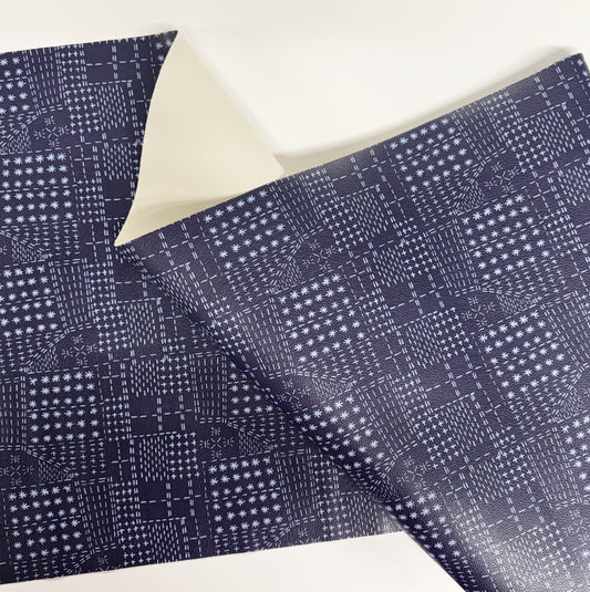 Sashiko Stitches navy blue vinyl