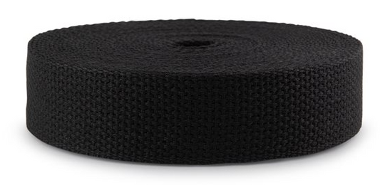 Black Cotton webbing 1.5”  PER YARD