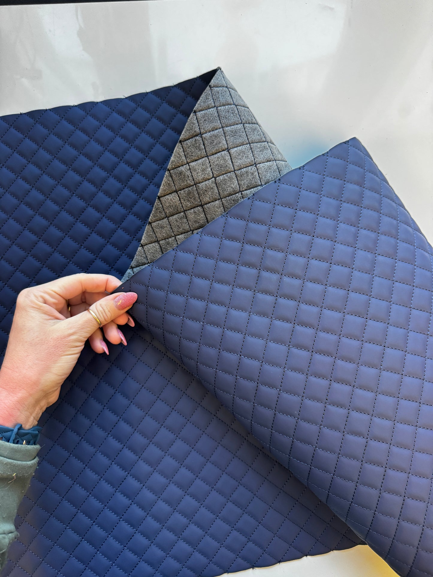 Quilted Vinyl Navy Blue