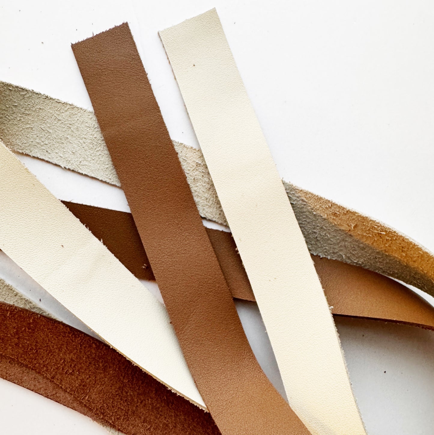 Leather Strap Bundle (2) 1" straps in cream and new brown