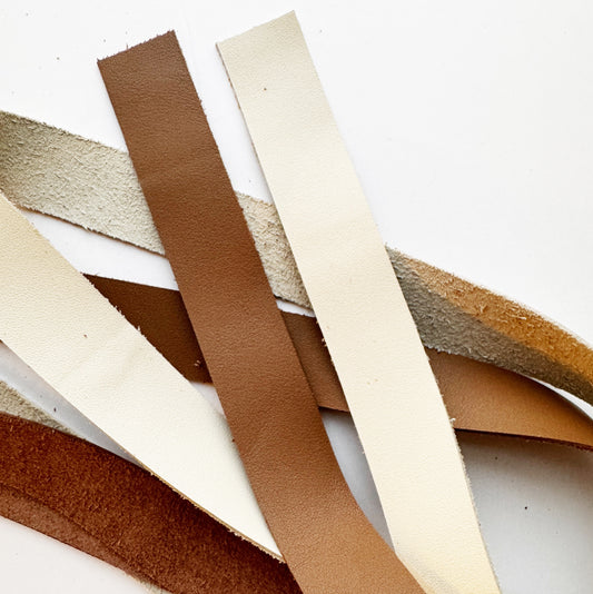 Leather Strap Bundle (2) 1" straps in cream and new brown