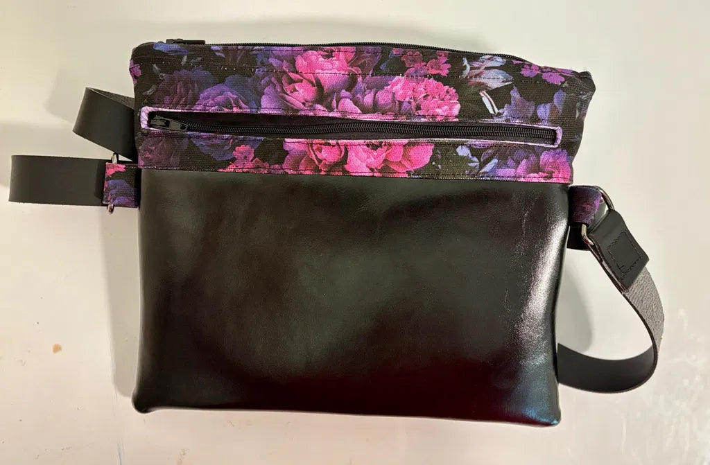 Night Bloom Floral Canvas Fabric | Dark Moody Floral Print for Bag Making