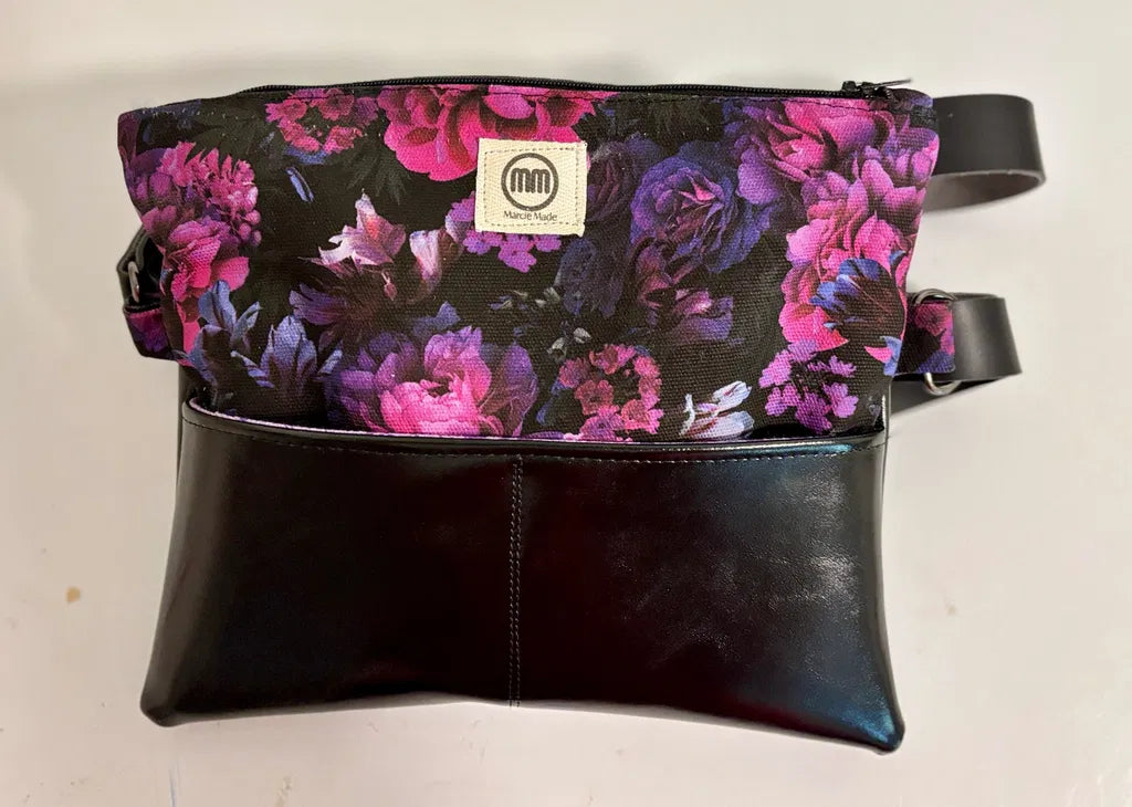 Night Bloom Floral Canvas Fabric | Dark Moody Floral Print for Bag Making