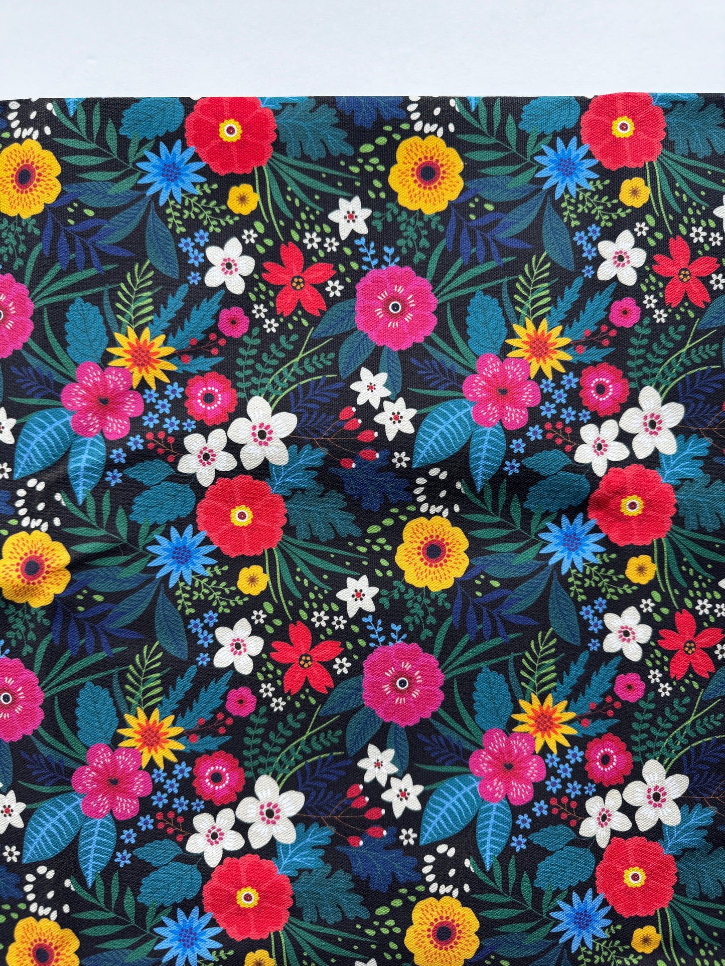 Black Floral Fabric Canvas