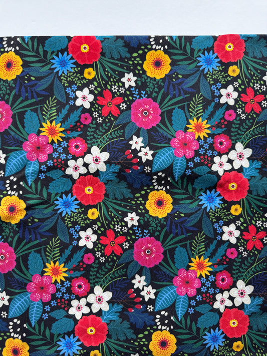 Black Floral Fabric Canvas