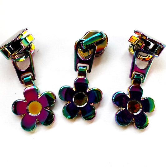 Flower zipper pulls PICK your color 3 pack