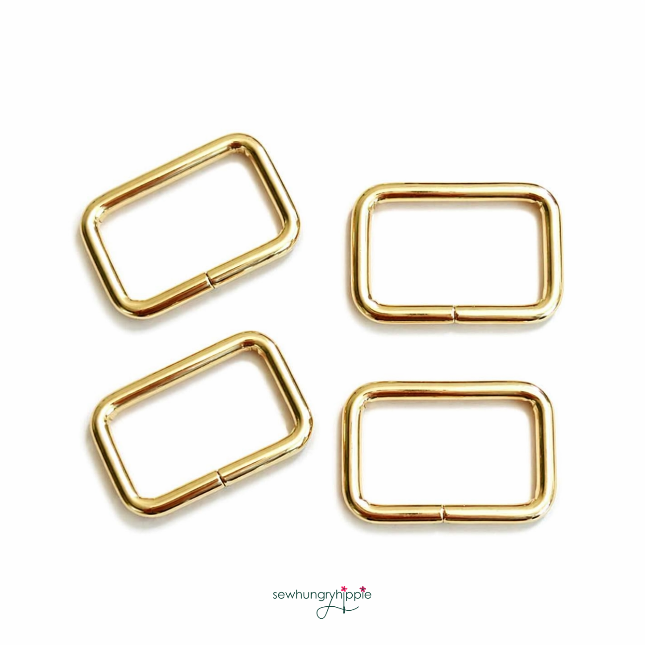 1" Gold Rectangle Ring Hardware Pack | Bag Making Supplies