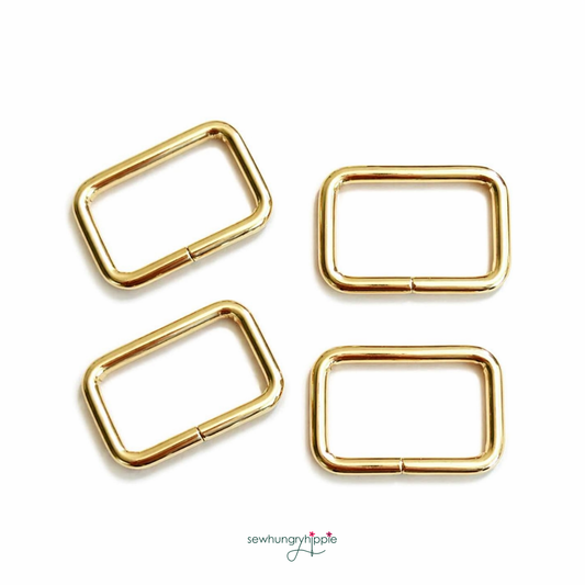 1" Gold Rectangle Ring Hardware Pack | Bag Making Supplies