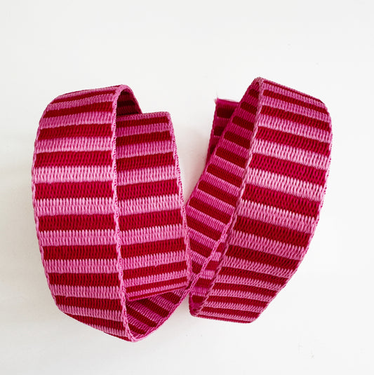 Jacquard Woven Stripe Webbing –Pink 1" Wide