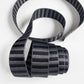 1-inch charcoal and black striped jacquard webbing strap for handmade bags and accessories.