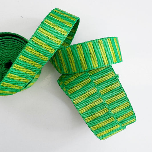 Green Jacquard Woven Stripes Webbing – 1" Wide