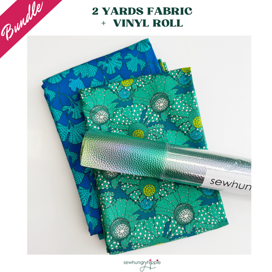 Teal Floral Fabric and Dragon Moonglow Vinyl Bundle