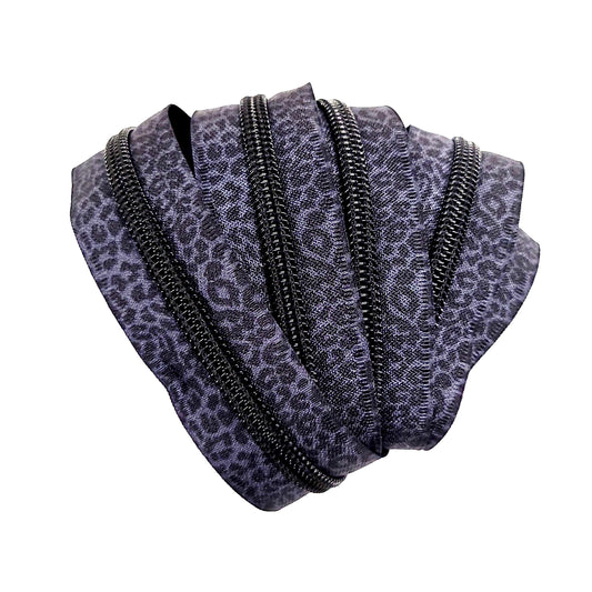 Black and Grey Leopard Zipper 2 yards TAPE ONLY