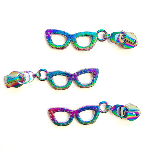 Hippie Specs Size 5 Zipper Pulls 3 pack Rainbow