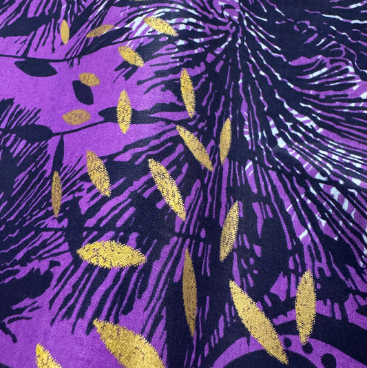 Ivory Coast Wax Print Purple 1 YD