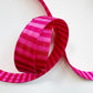 Raspberry stripes seatbelt webbing 5 YDS 1 inch