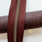 Brown Zipper Tape - #5 Nylon Continuous Zipper 3 Yards with Bronze Teeth