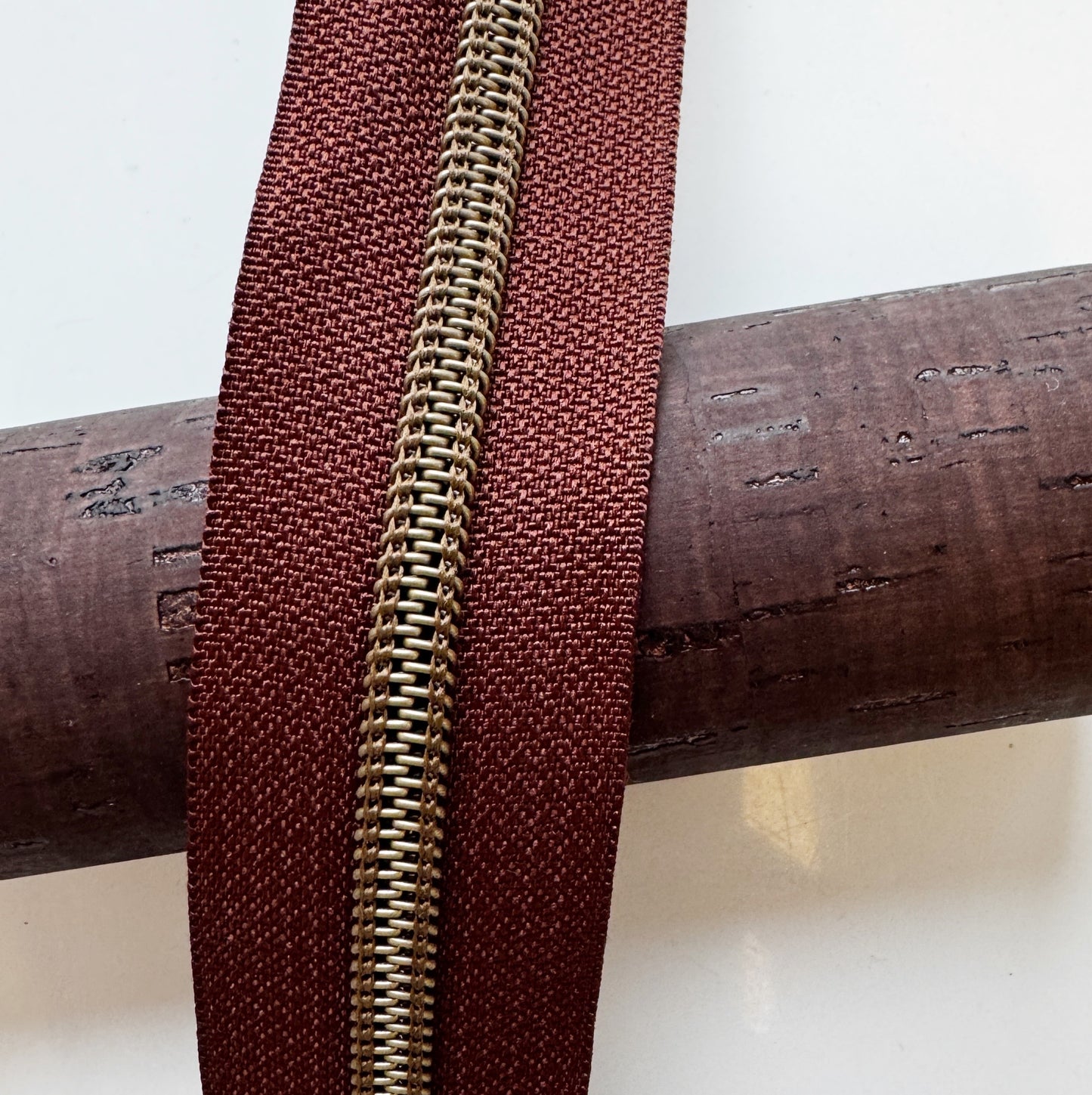 Brown Zipper Tape - #5 Nylon Continuous Zipper 3 Yards with Bronze Teeth