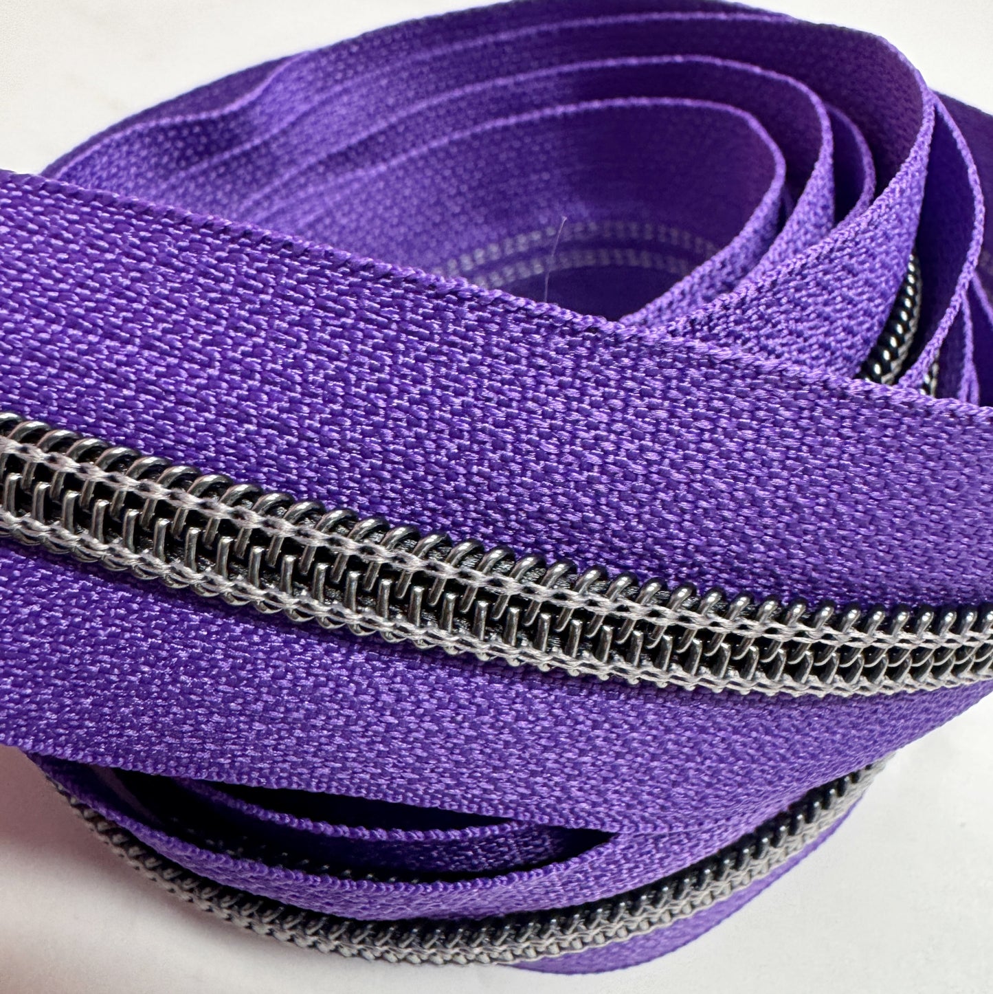 Deep Purple and gunmetal Zipper Tape 3 yds