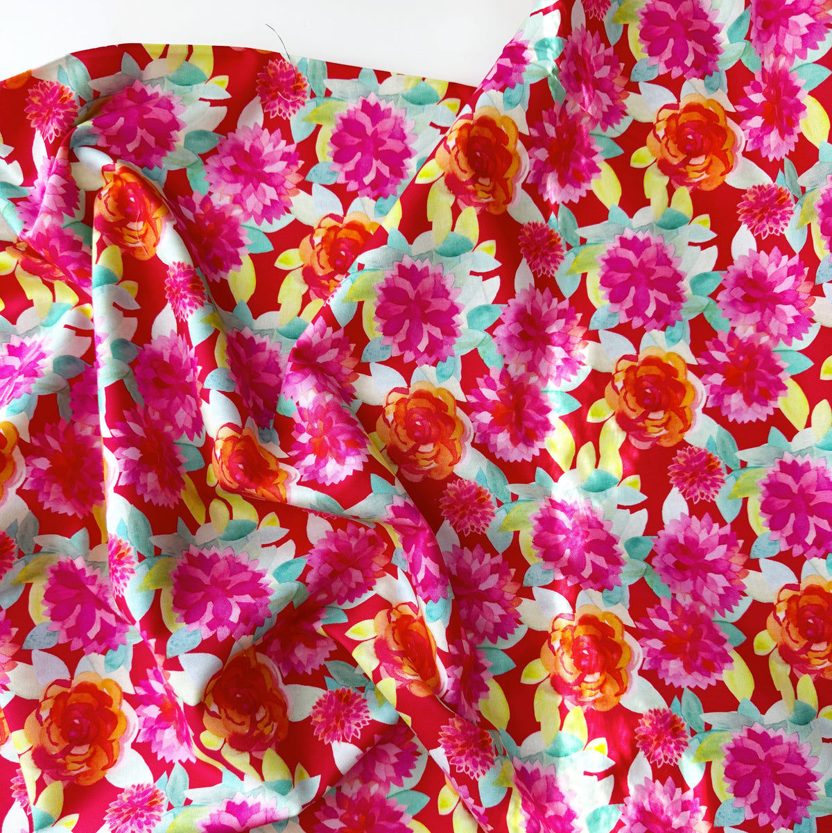 Red Floral Fabric per yard last of inventory | SewHungryhippie