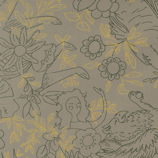 Moda Sunlit Ruins Metallic Silver Novelty Fabric for Quilting and Sewing Projects
