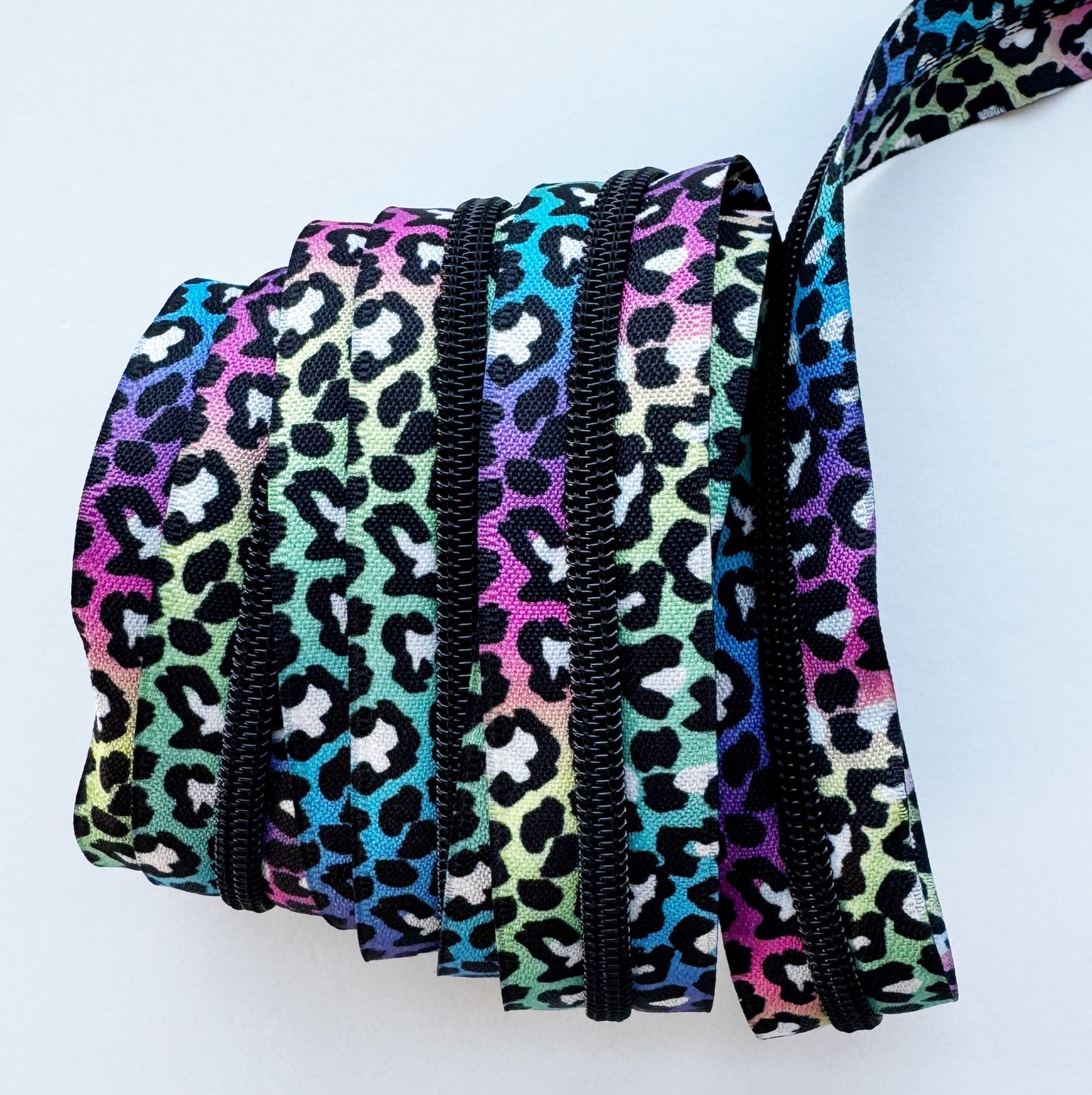 Rainbow Leopard Zipper Tape 3 yds