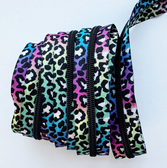 Rainbow Leopard Zipper Tape 3 yds