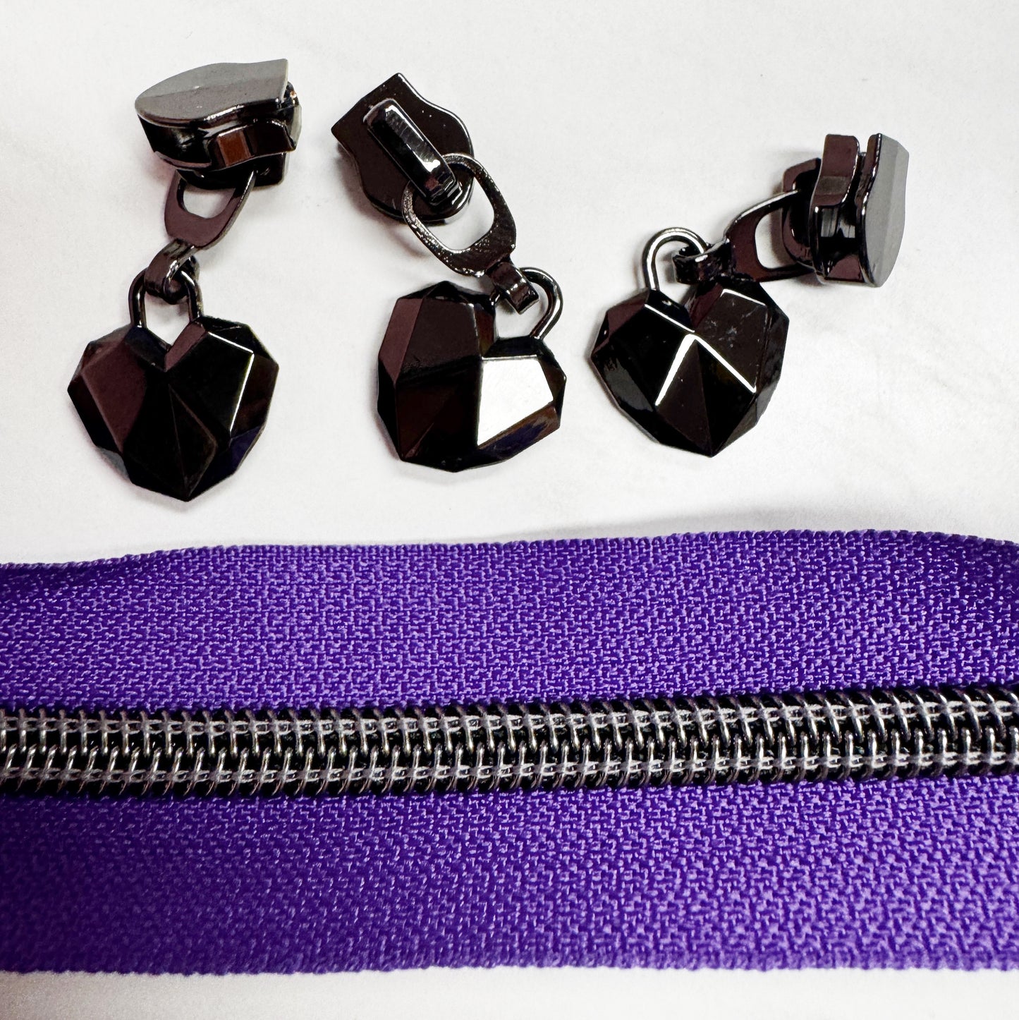 Deep Purple and gunmetal Zipper Tape 3 yds