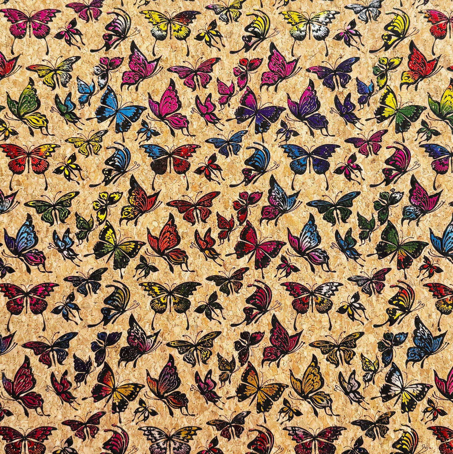 Butterfly Cork Roll - metallic - colorful print