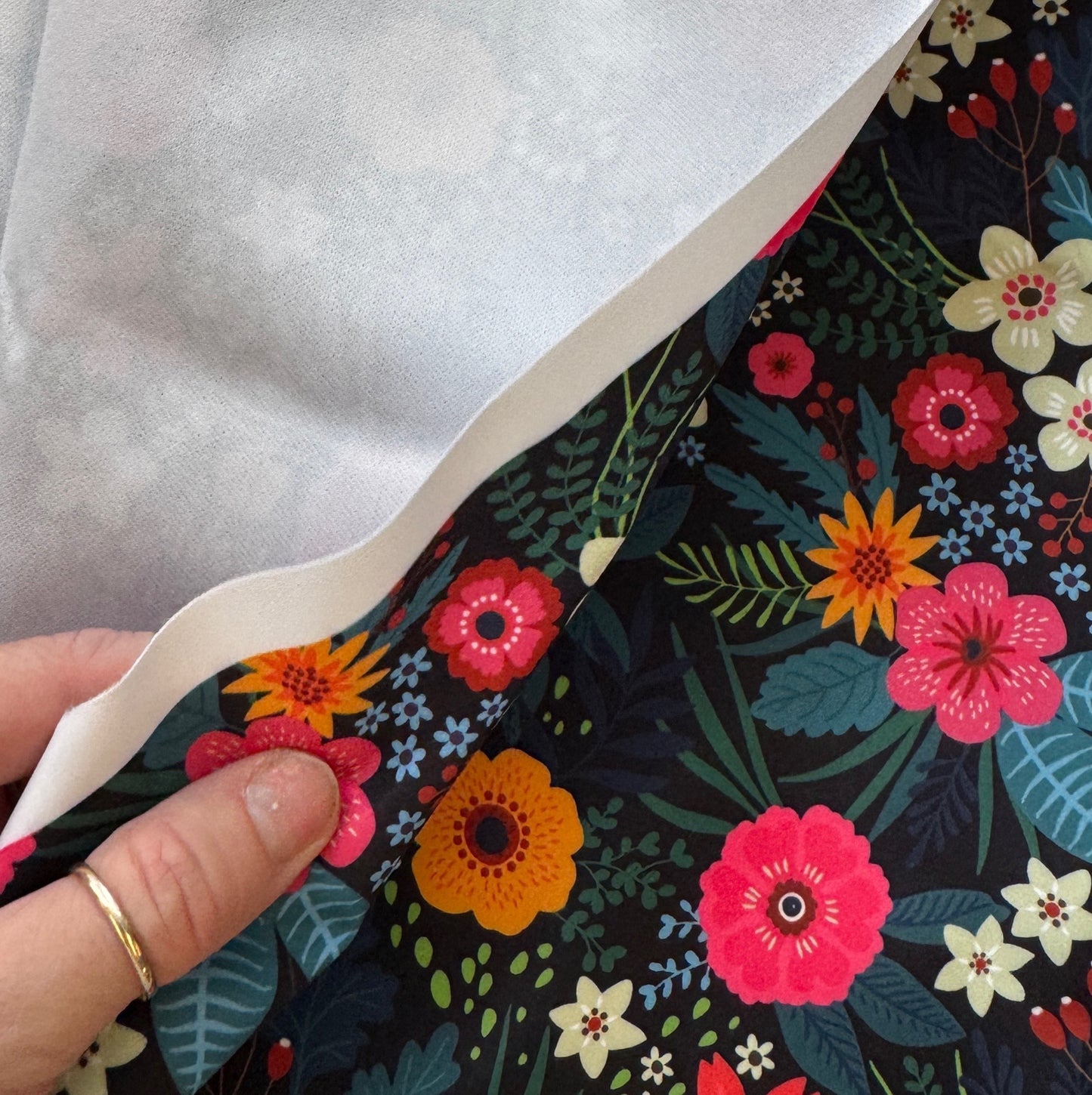 Bonded Nylon Fabric – Flower Fall | 36" x 58" | Custom Floral Lining & Bag Making Fabric