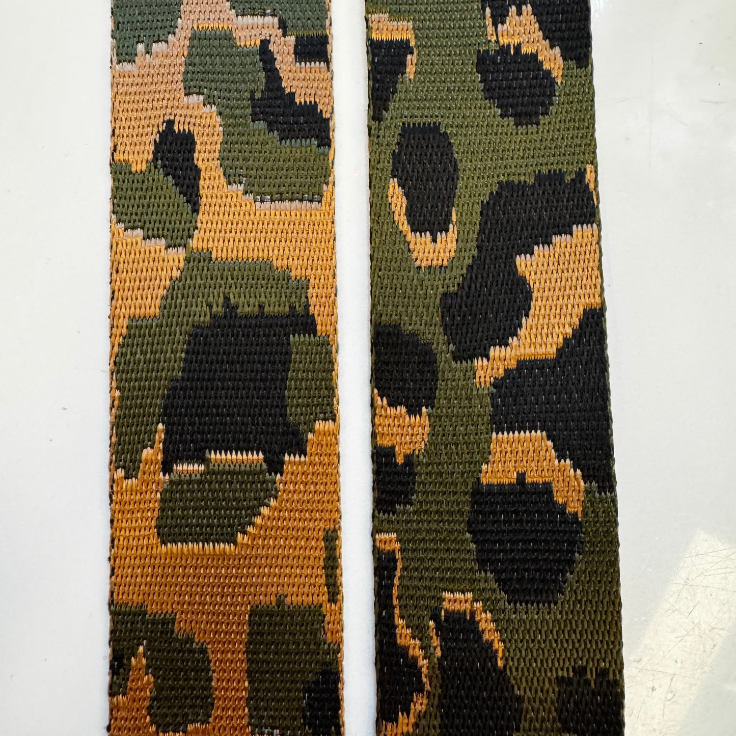Olive Leopard woven and slick webbing 1.5"