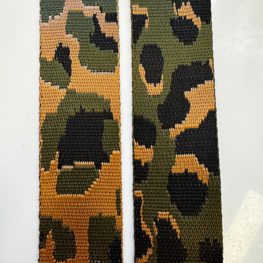 Olive Leopard woven and slick webbing 1.5"