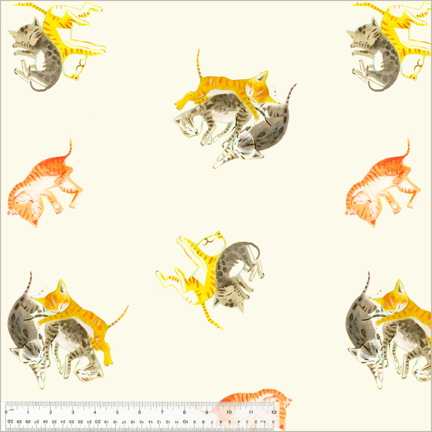 Heather Ross Barn Kittens Cream 1 YD