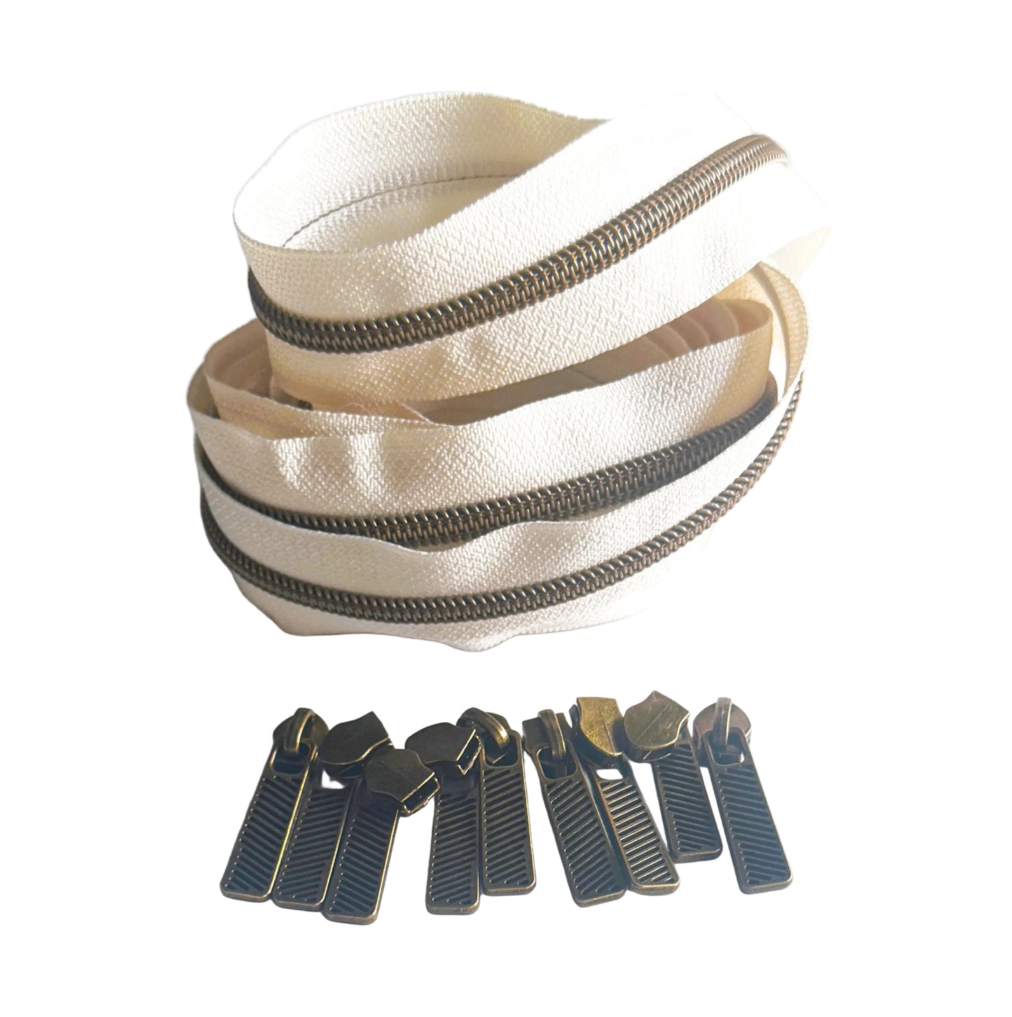 Beige zipper pack on white background 