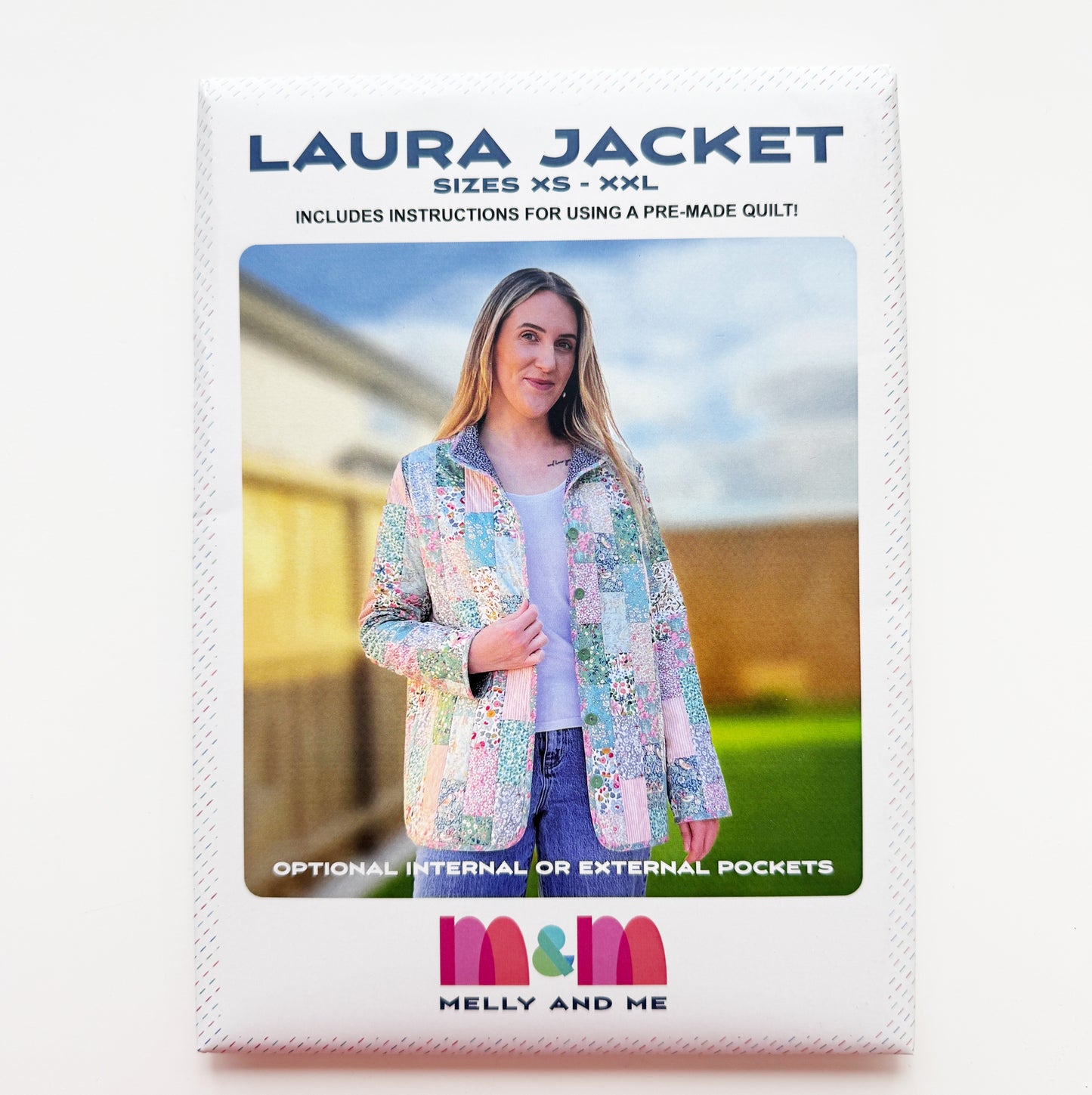 Patchwork quilt coat jacket made from pastel floral and geometric cotton fabrics in soft mixed prints
