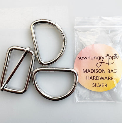Madison Bag Hardware Silver - D-rings & rectangle ring