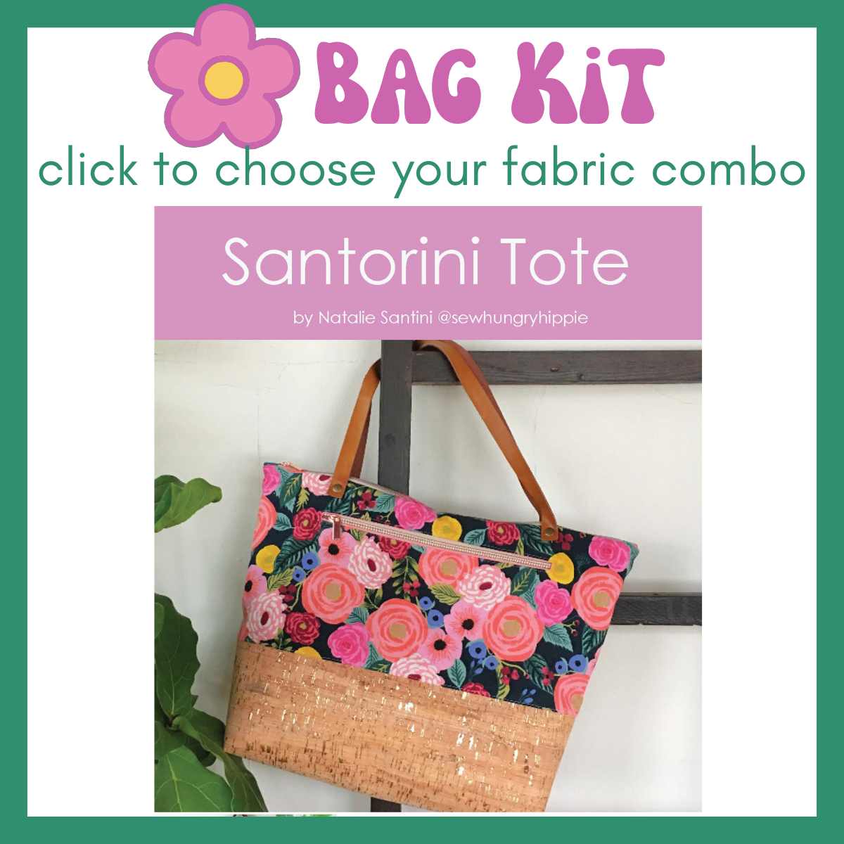 Santorini Tote KIT with Kaffe Stripes & coordinating Moonglow Vinyl