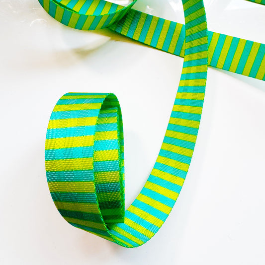 Lime Zest 1/4" stripes seatbelt webbing 5 YDS 1" width