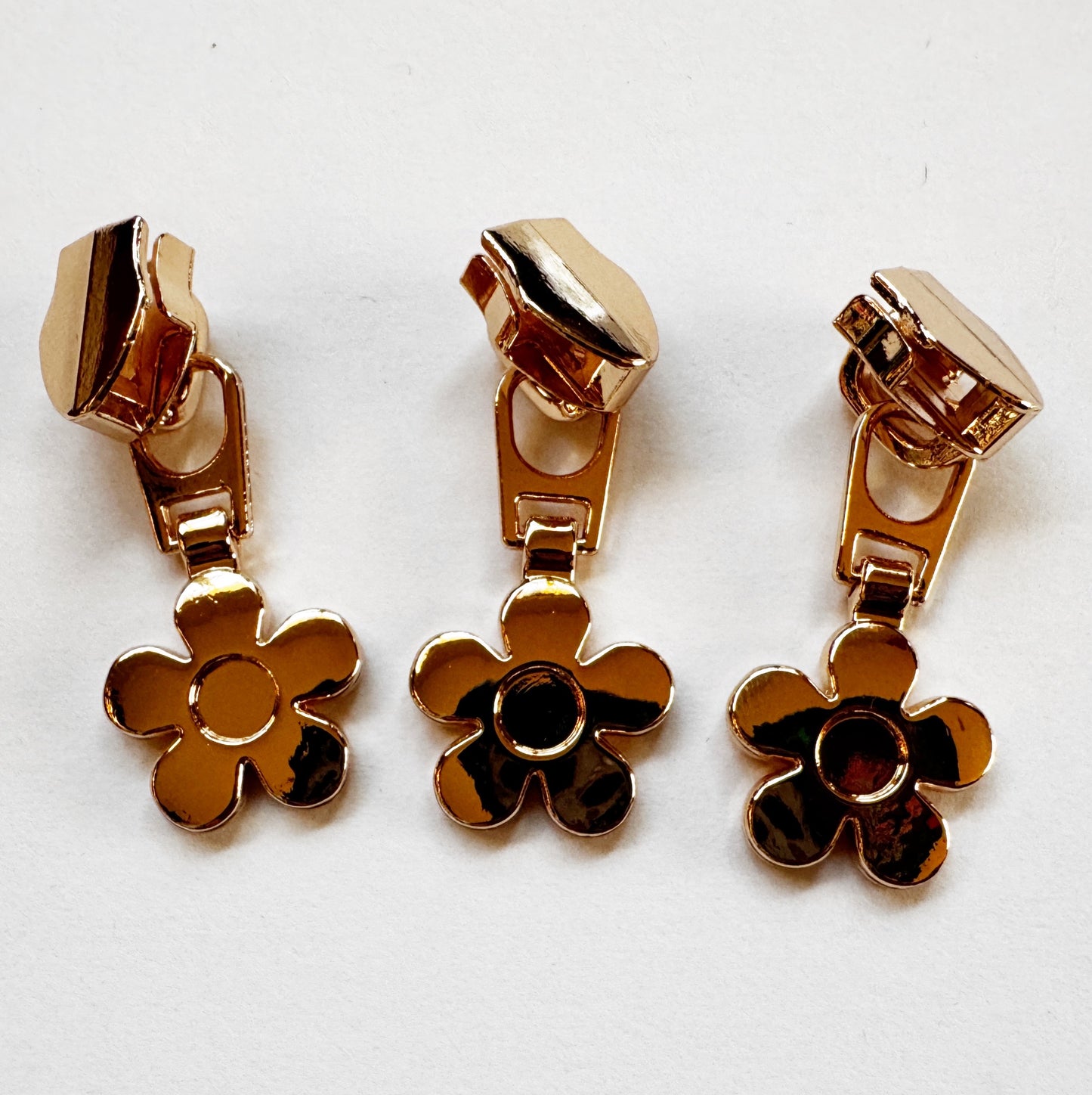 Flower zipper pulls PICK your color 3 pack