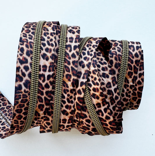 Natural Leopard Double-Sided Zipper Tape