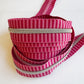 Pink Striped Jacquard Woven Zipper Tape – #5 Continuous Zipper 3 Yards | Silver Teeth