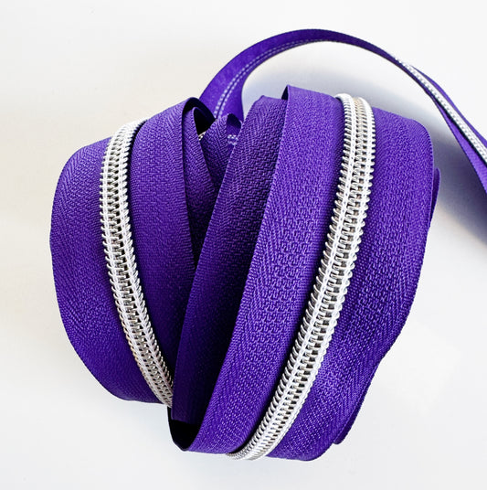 Purple and silver Zipper Tape