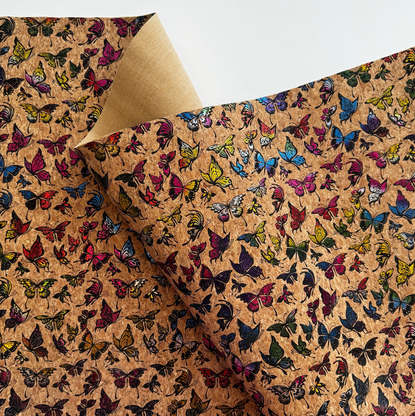 Butterfly Cork Roll - metallic - colorful print