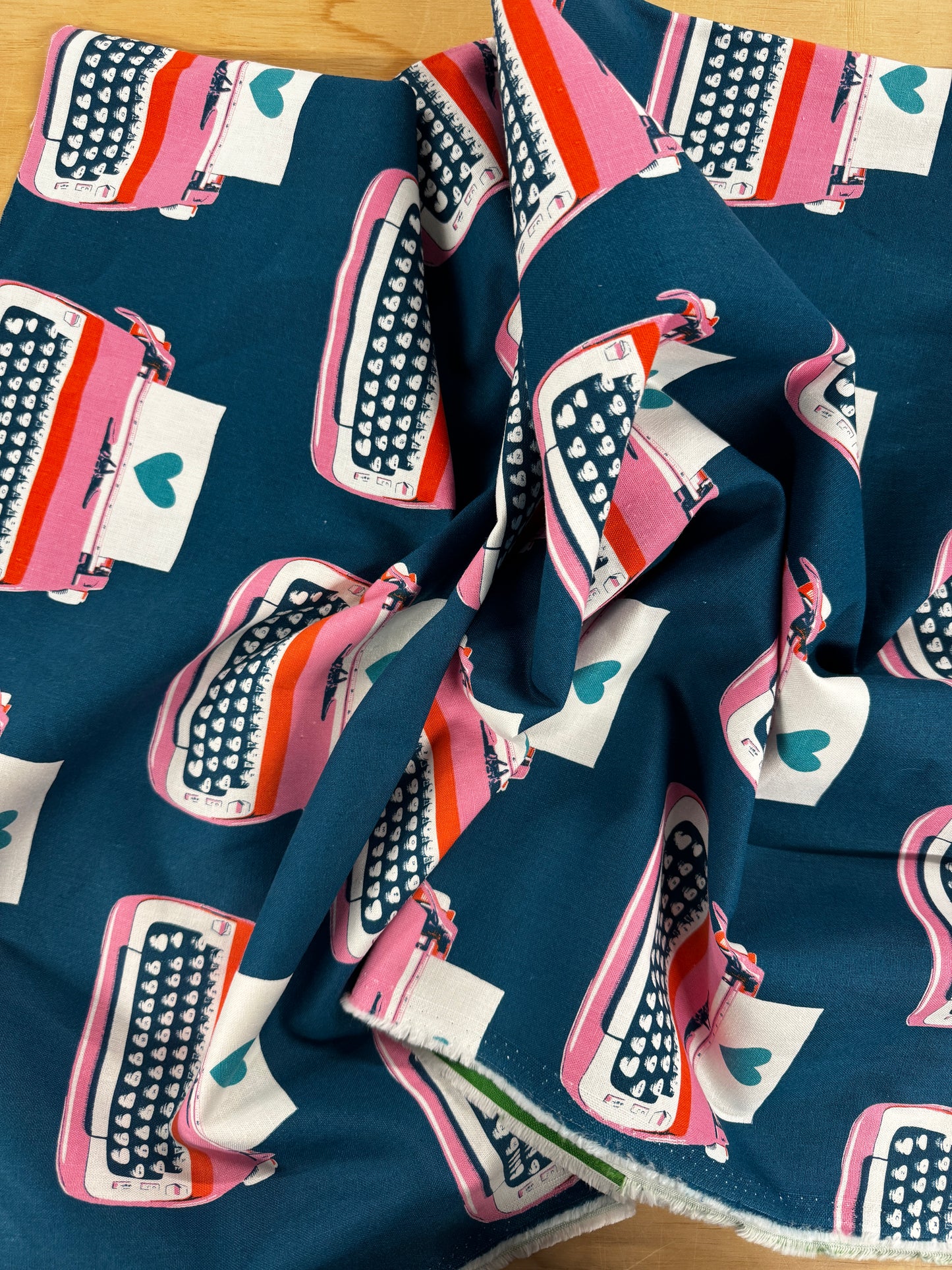 Ruby Star Typewriter Linen Canvas Teal