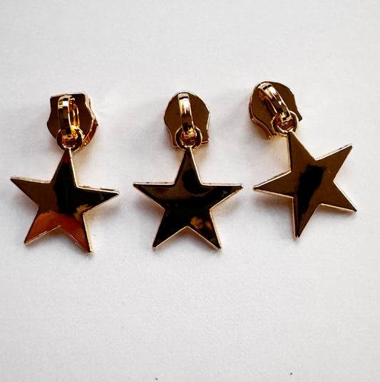 Star Zipper Pulls 3 pack gold color