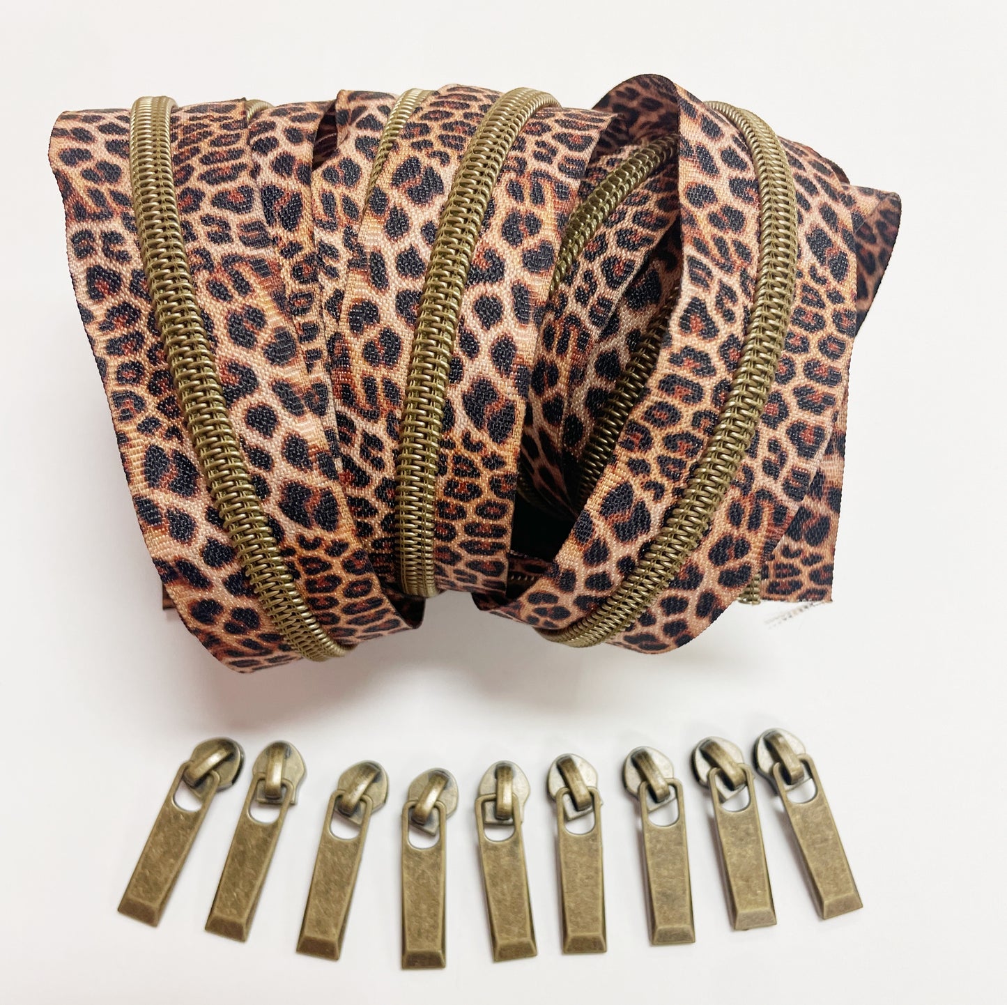 Leopard & Antique Bronze Zipper pack NEW PULL design