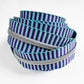 Blue & Teal Striped Jacquard Woven Zipper Tape | #5 Nylon | Silver Teeth