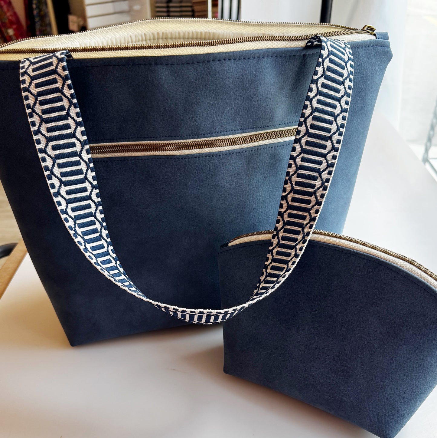 Almost Leather Roll | Navy Blue Faux Leather Fabric for Bag Making